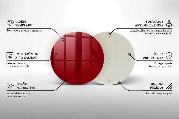 Üveg vágódeszka piros szín