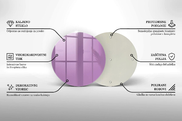 Üveg vágódeszka Lila színű