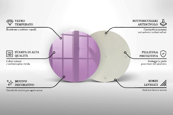 Üveg vágódeszka Lila színű
