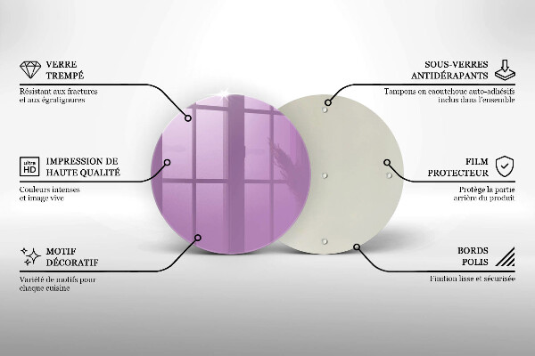 Üveg vágódeszka Lila színű