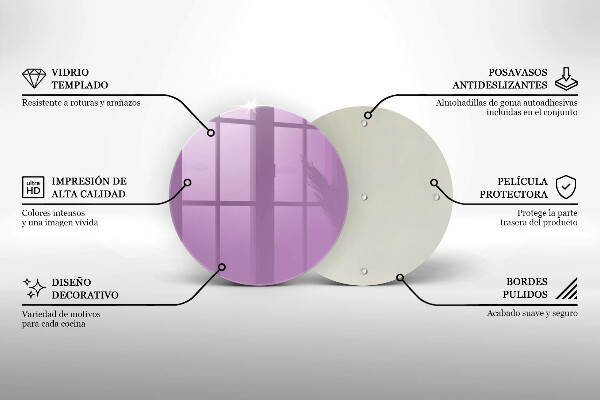Üveg vágódeszka Lila színű