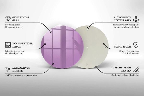 Üveg vágódeszka Lila színű