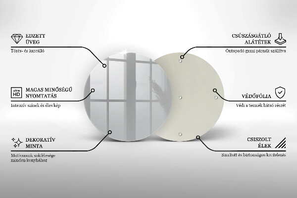 Üveg vágódeszka Szürke színű