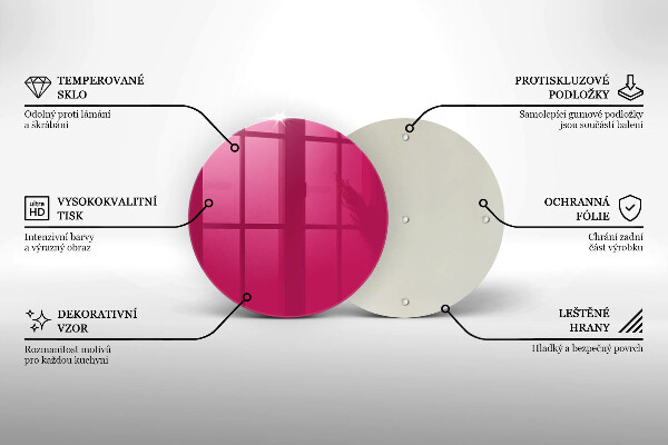 Üveg vágódeszka Rózsaszín szín