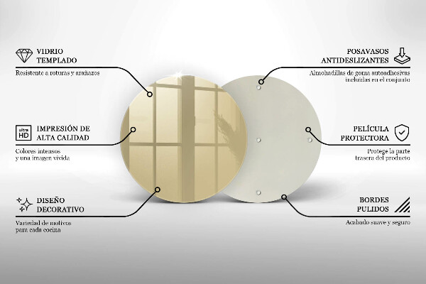 Üveg vágódeszka Bézs színű