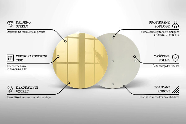 Üveg vágódeszka Sárga
