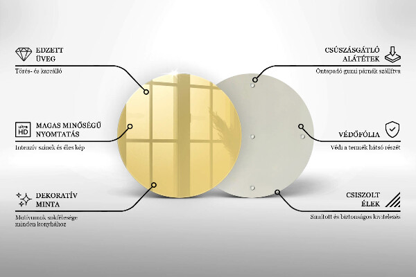 Üveg vágódeszka Sárga