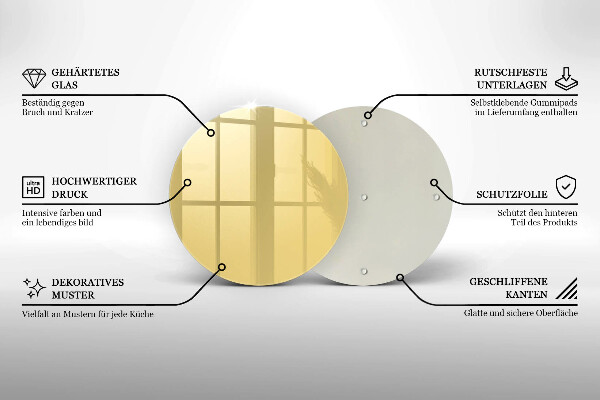 Üveg vágódeszka Sárga