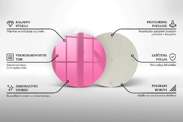 Üveg vágódeszka Rózsaszín szín