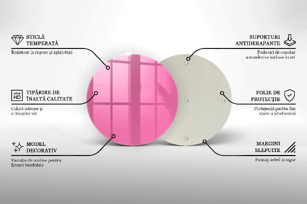 Üveg vágódeszka Rózsaszín szín
