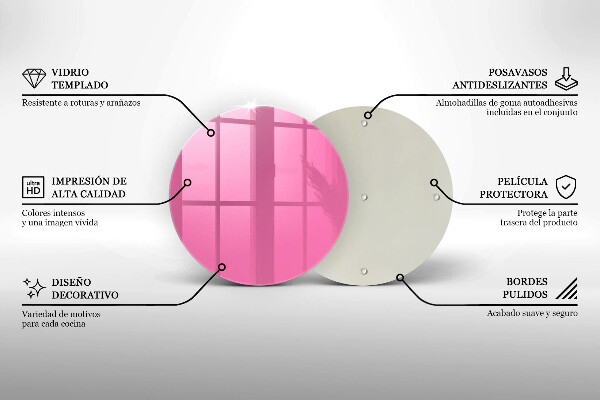 Üveg vágódeszka Rózsaszín szín