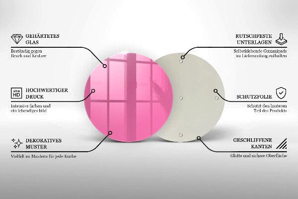 Üveg vágódeszka Rózsaszín szín