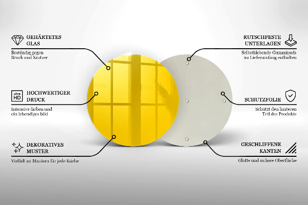Üveg vágódeszka Sárga