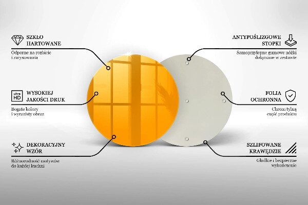 Üveg vágódeszka Sötét sárga színű