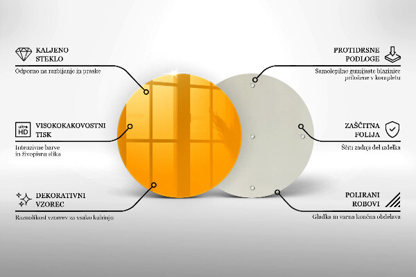 Üveg vágódeszka Sötét sárga színű
