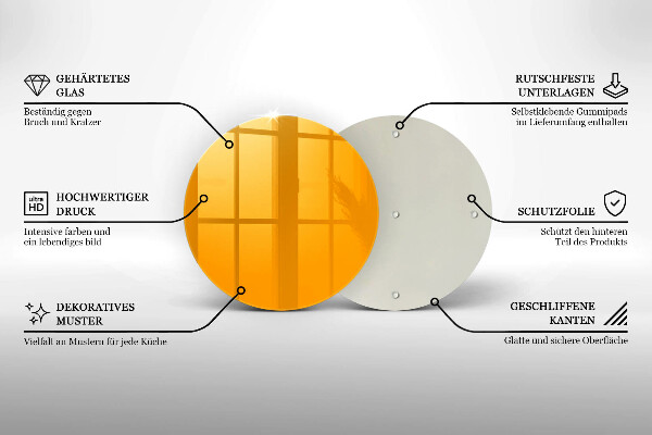 Üveg vágódeszka Sötét sárga színű