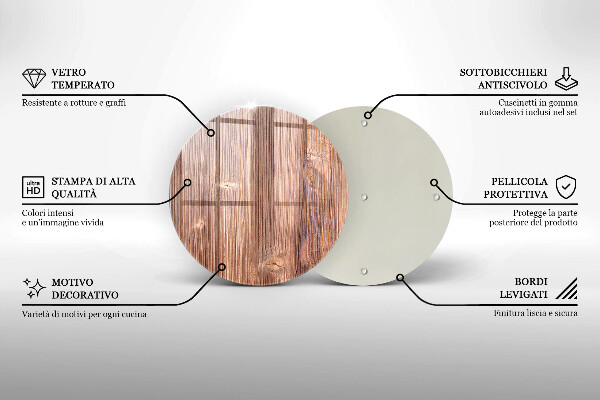 Üveg vágódeszka Természetes fa