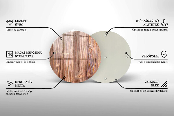 Üveg vágódeszka Természetes fa