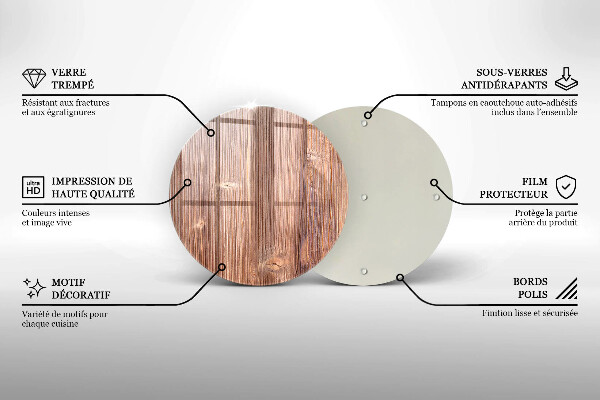 Üveg vágódeszka Természetes fa