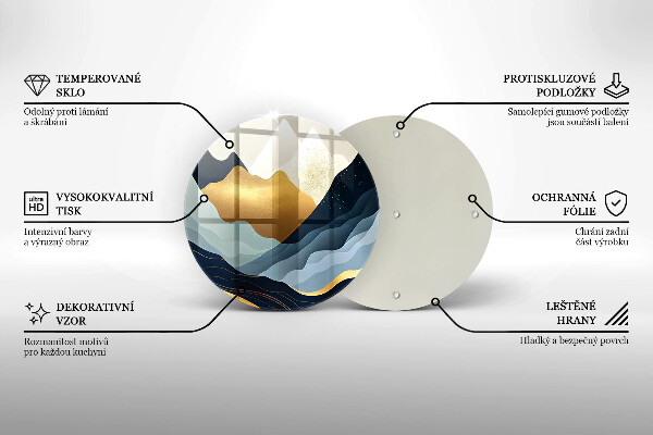 Üveg vágódeszka Absztrakt hegyek
