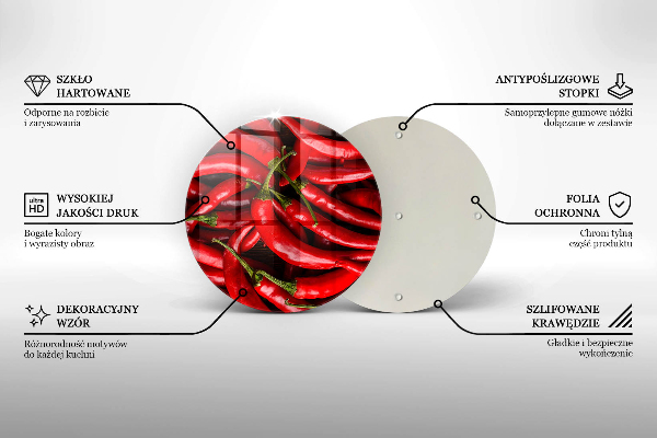 Üveg vágódeszka Csípős chili paprika