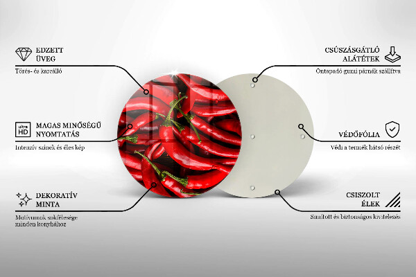 Üveg vágódeszka Csípős chili paprika