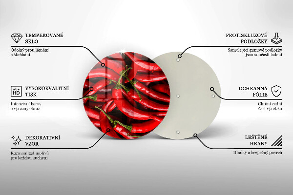 Üveg vágódeszka Csípős chili paprika