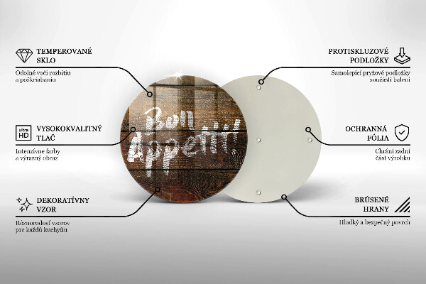 Üveg vágódeszka Bon Appetit feliratos táblák