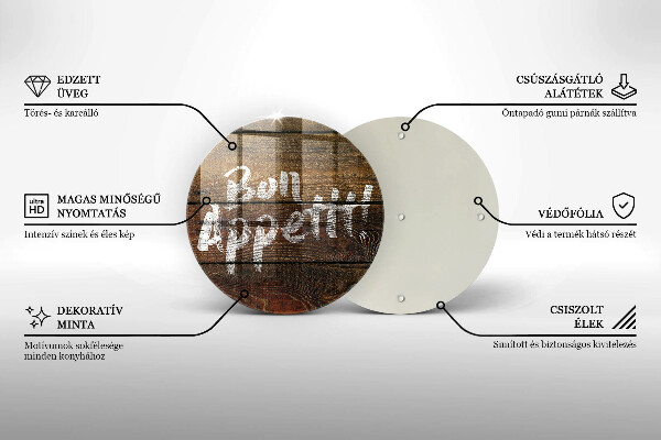 Üveg vágódeszka Bon Appetit feliratos táblák