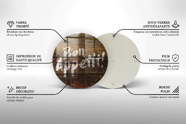 Üveg vágódeszka Bon Appetit feliratos táblák