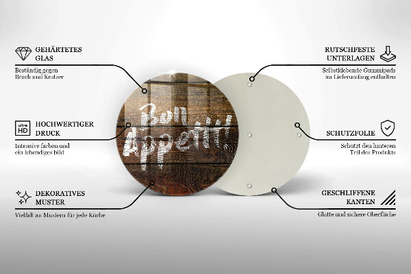 Üveg vágódeszka Bon Appetit feliratos táblák