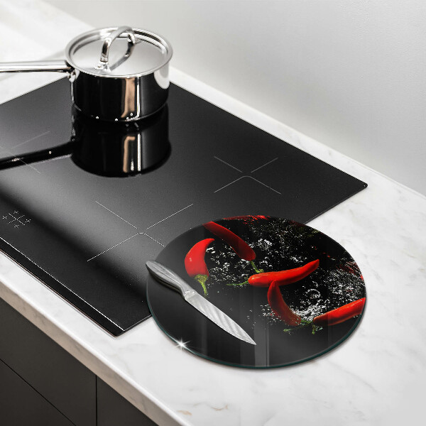 Üveg vágódeszka Chili paprika vízben