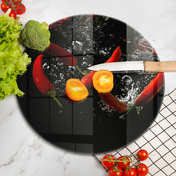 Üveg vágódeszka Chili paprika vízben