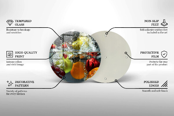 Üveg vágódeszka Lédús gyümölcs vízben