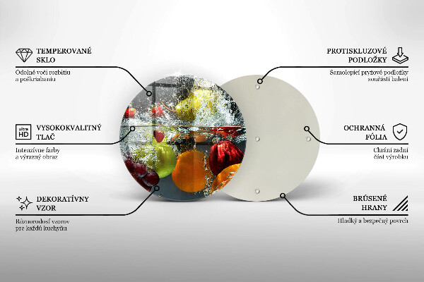 Üveg vágódeszka Lédús gyümölcs vízben