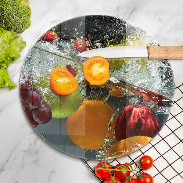 Üveg vágódeszka Lédús gyümölcs vízben