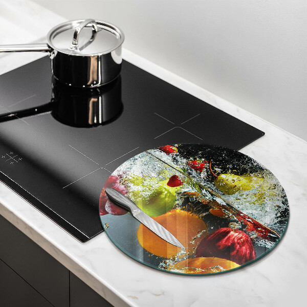 Üveg vágódeszka Lédús gyümölcs vízben