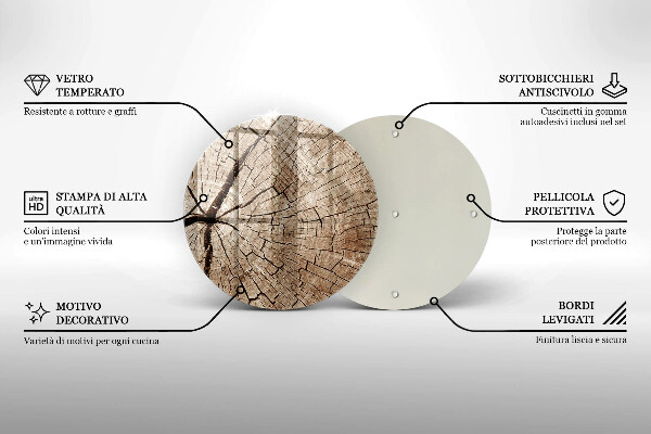 Üveg vágódeszka Egy fa keresztmetszete