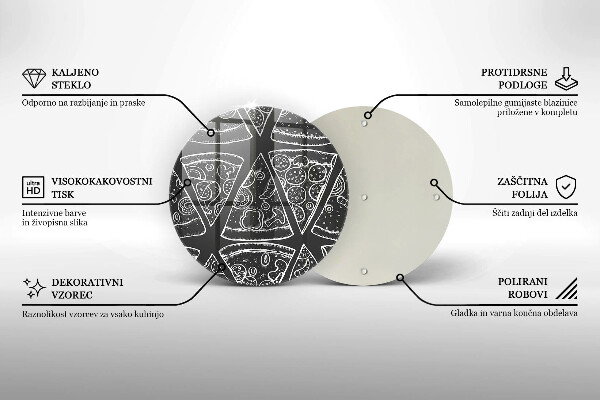 Üveg vágódeszka Pizza illusztráció