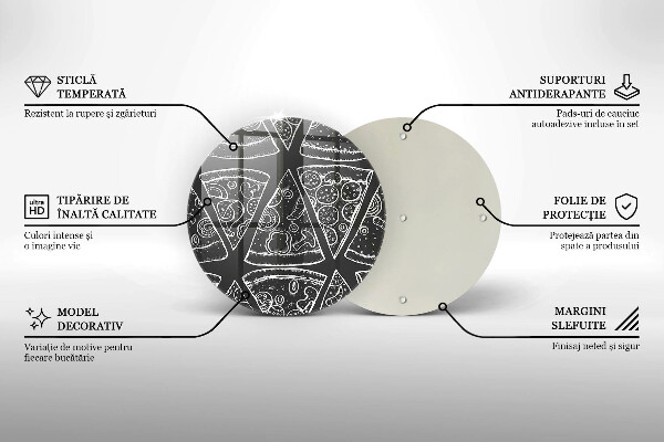 Üveg vágódeszka Pizza illusztráció