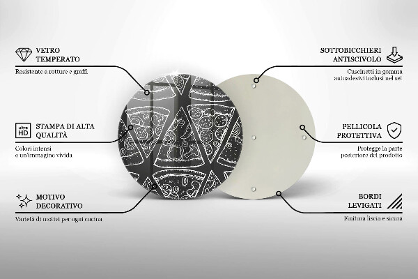 Üveg vágódeszka Pizza illusztráció