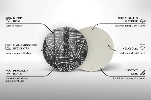 Üveg vágódeszka Pizza illusztráció