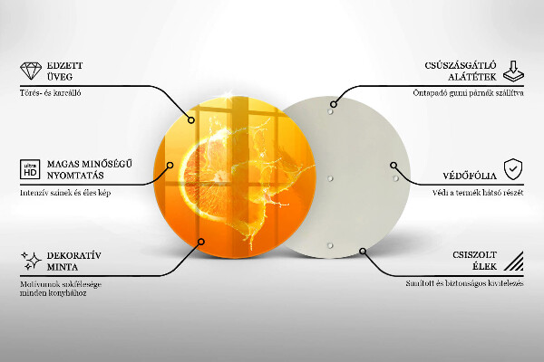 Üveg vágódeszka Lédús narancssárga gyümölcs