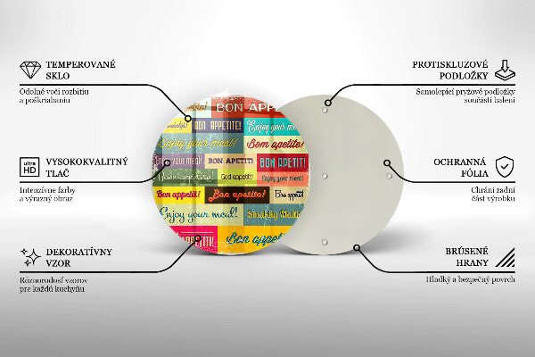 Üveg vágódeszka Feliratok Jó étvágyat nyelvek