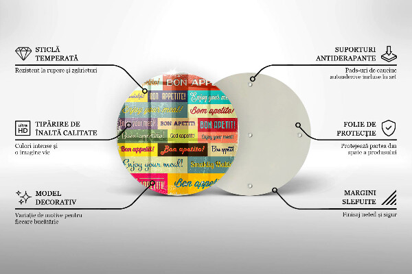 Üveg vágódeszka Feliratok Jó étvágyat nyelvek