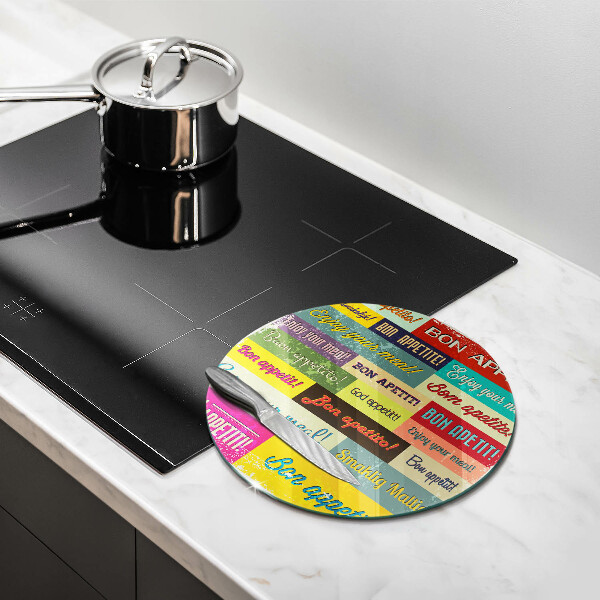 Üveg vágódeszka Feliratok Jó étvágyat nyelvek