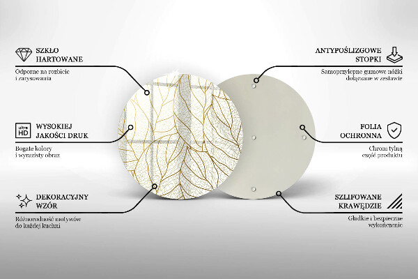 Üveg vágódeszka Line-art levelek minta