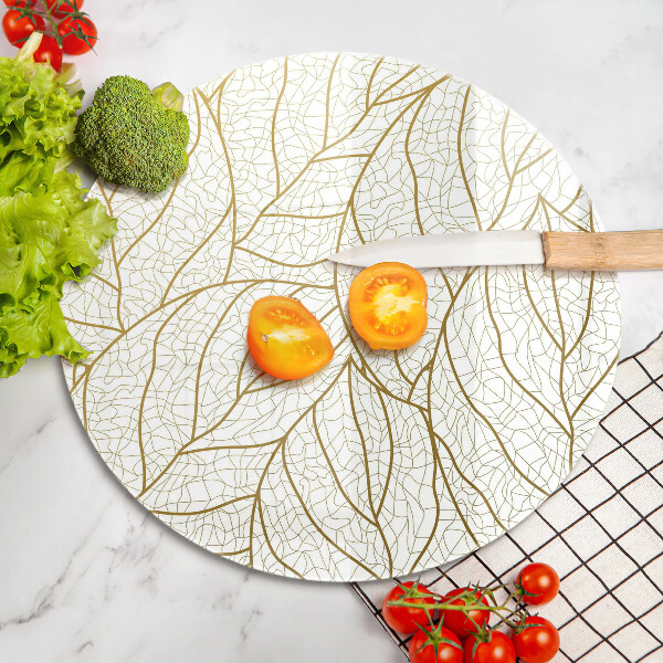 Üveg vágódeszka Line-art levelek minta