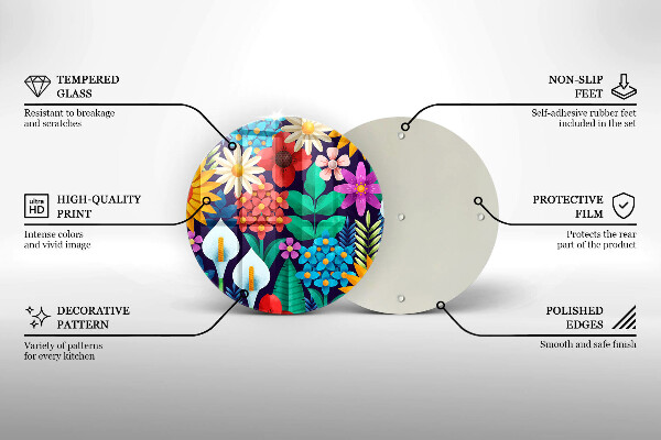 Üveg vágódeszka Virágok rét illusztráció