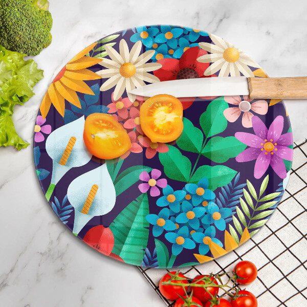 Üveg vágódeszka Virágok rét illusztráció